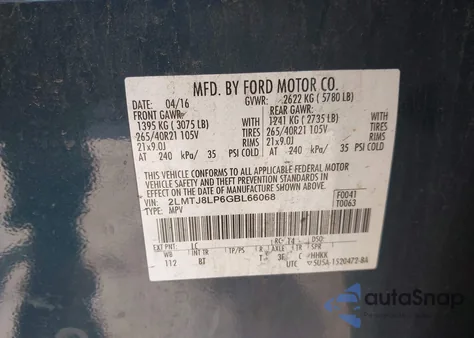 2016 Lincoln Mkx Reserve from USA, damaged, VIN 2LMTJ8LP6GBL66068